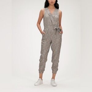 Banana Republic Leopard Print Tencel Tie Faux Wrap Jogger Leg Jumpsuit Size 2